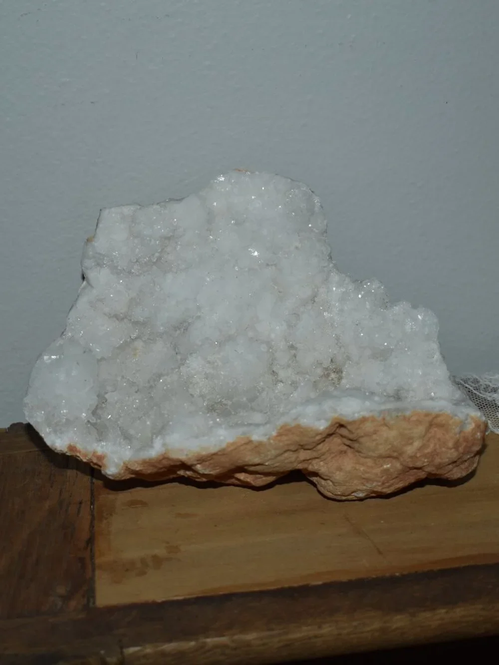 Large Genuine Natural White Sugar Desert Quartz Crystal Geode Moroccan Druzy